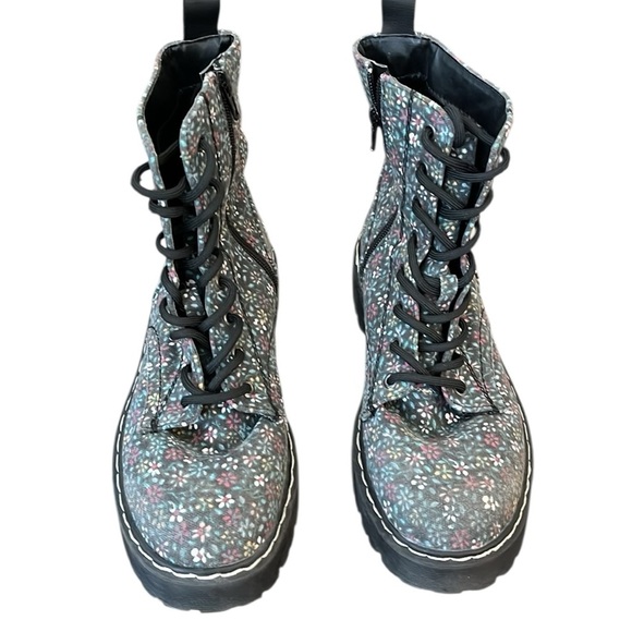 Sincerely Jules Combat Boots Black Floral Harley Size 9 - Picture 1 of 7